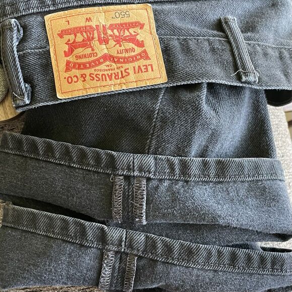 Levis 550 Jeans Mens Size 52X32 Black Denim Selvedge Grunge Workwear Utility - Picture 6 of 11